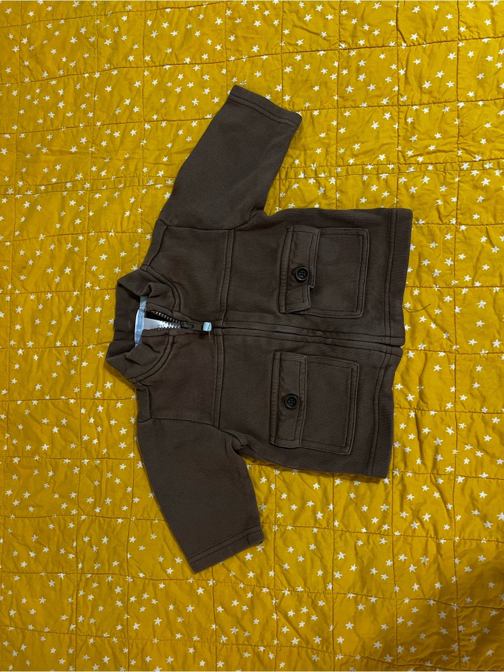 Janie and Jack Dark Brown Zip-Up Jacket with Button Patch Pockets
